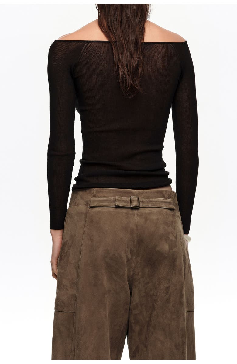 Bimba y Lola Ribbed Sweater, Alternate, color, Black