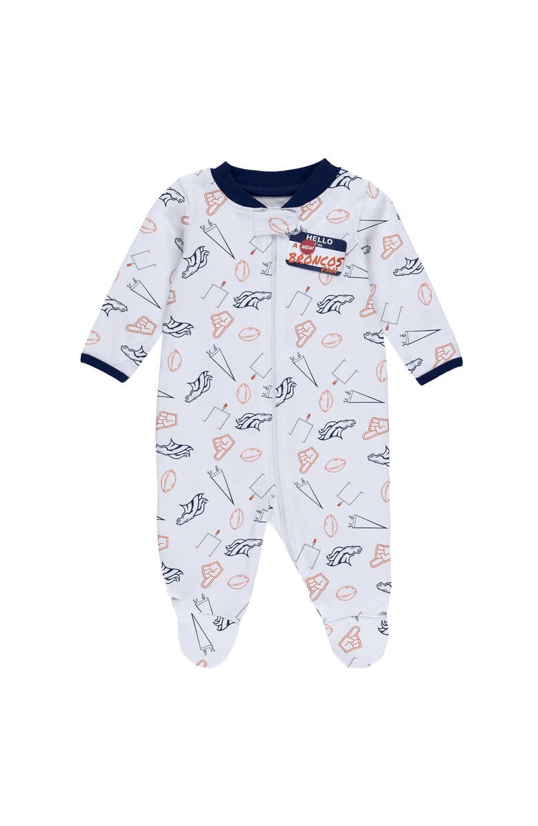 WEAR by Erin Andrews Newborn & Infant WEAR by Erin Andrews White Denver Broncos Sleep & Play Full-Zip Sleeper & Bib Set, Alternate, color, 