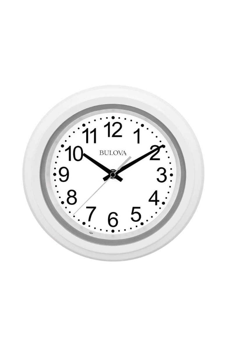 Bulova Clocks Night Vision 10" Diameter Quartz Clock, Main, color, White
