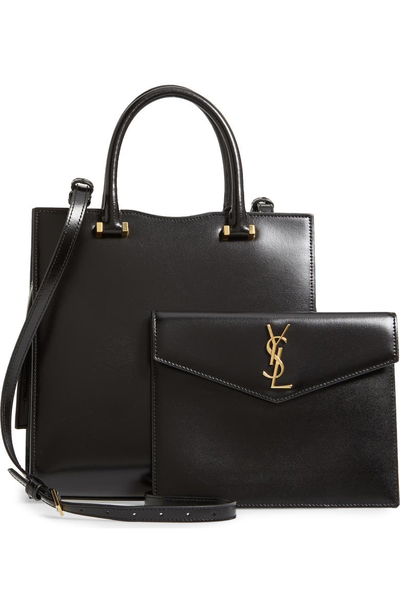 Saint Laurent Small Uptown Cabas Leather Satchel, Alternate, color,