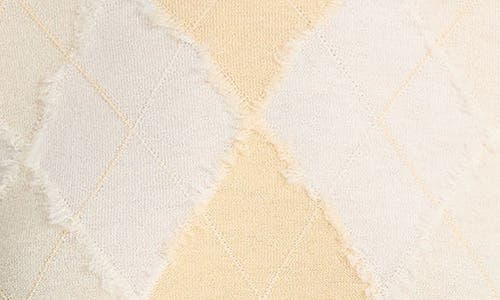Vince Hand Cut Argyle Wool & Cashmere Blend Short Sleeve Sweater In Neutral