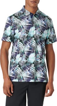 Bugatchi Hendrix Digital Leaf Print Pima Cotton Polo
