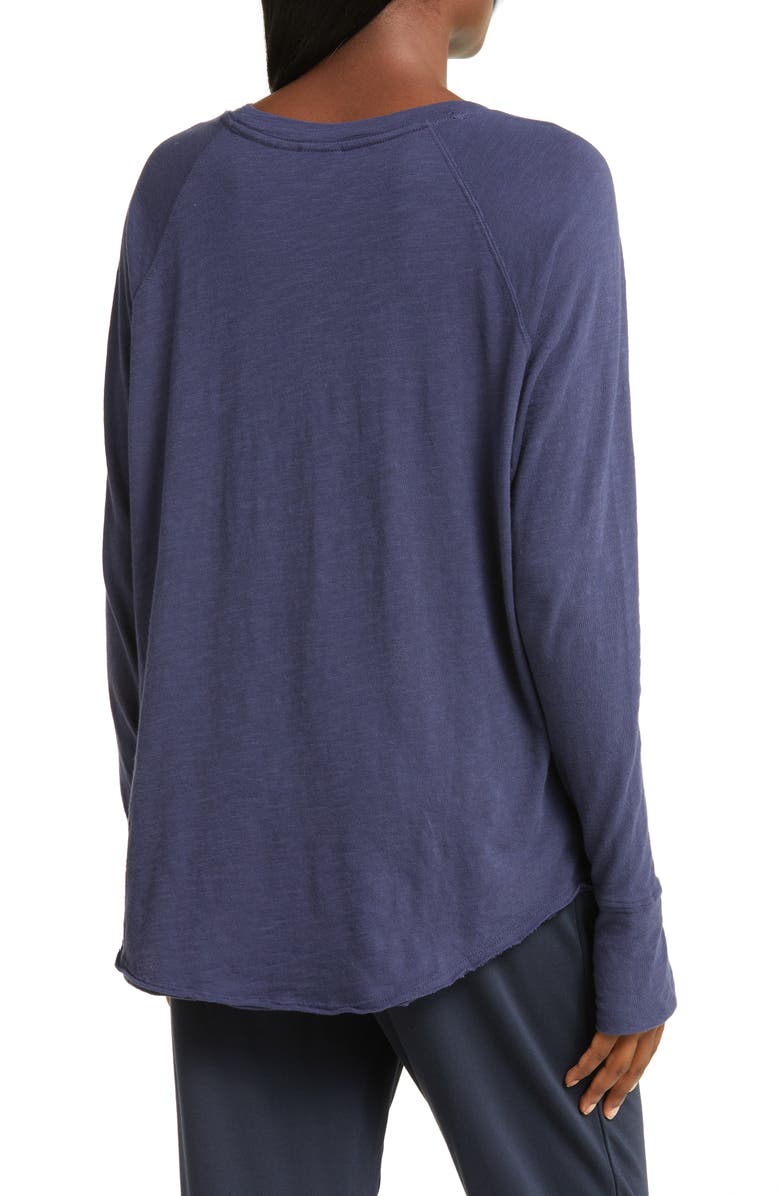 Zella Relaxed Washed Long Sleeve Slub Tee, Alternate, color, Navy Nightfall