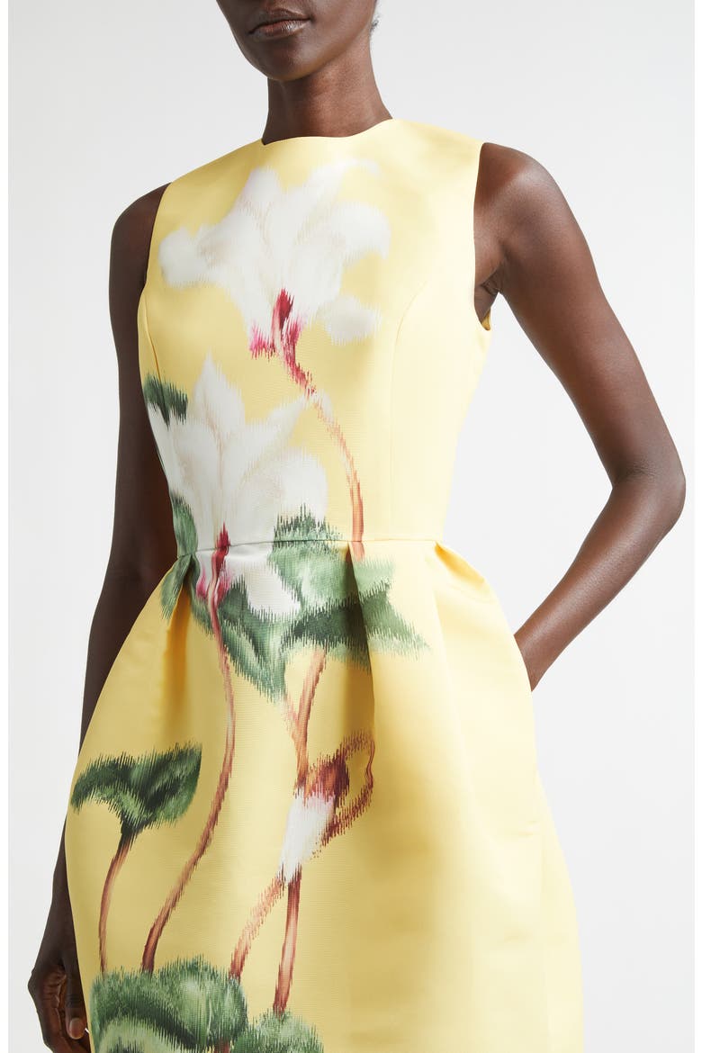 Chiné Cyclamen Sleeveless Stretch Faille Dress, Alternate, color, WHITE/ BUTTER