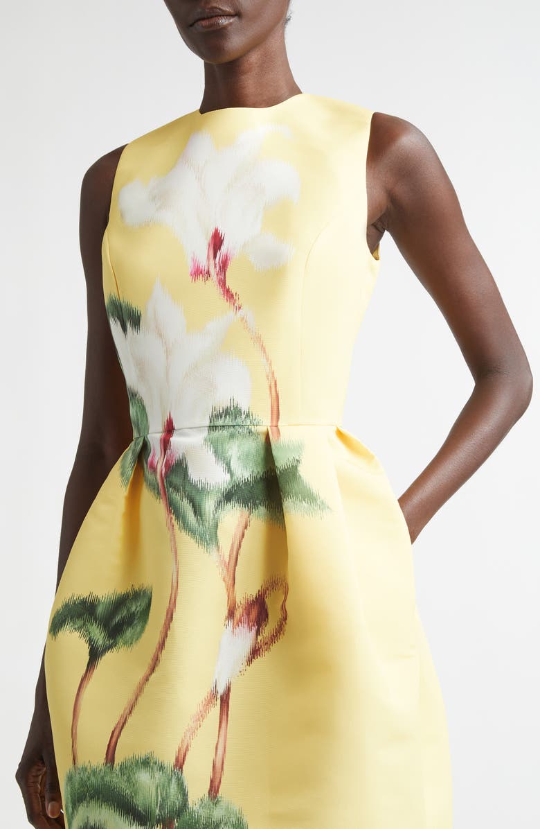 Oscar de la Renta Chiné Cyclament Sleeveless Stretch Faille Dress, Alternate, color, White/ Butter