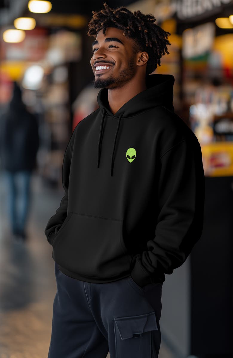 Dalix Alien Fleece Hoodie, Alternate, color, Black