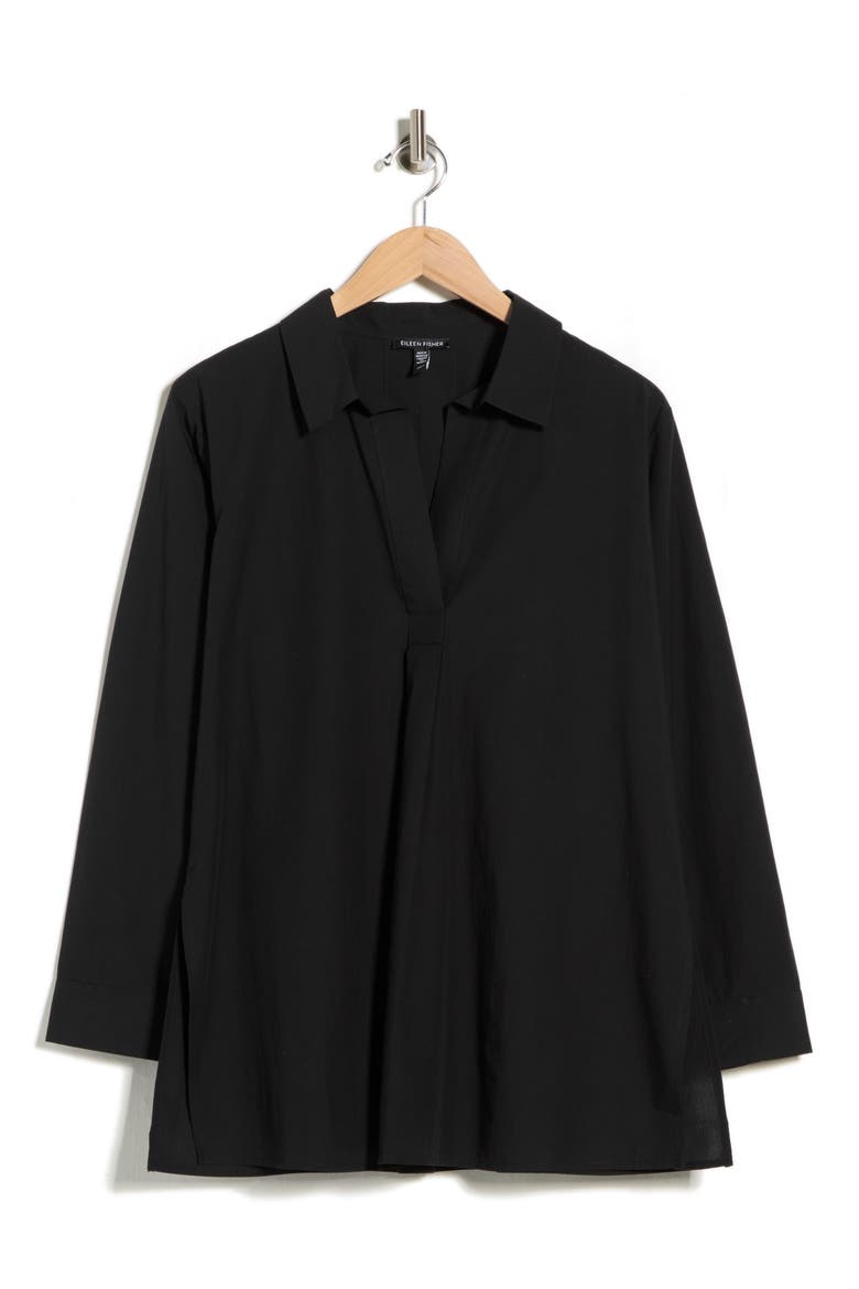 Long Sleeve Organic Cotton Tunic Shirt, Alternate, color, BLACK