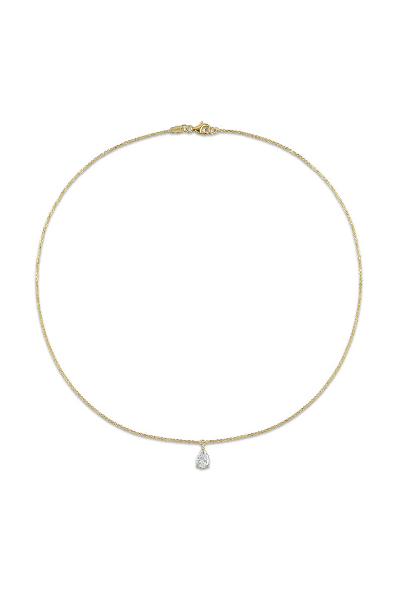 Lab Grown Diamond Pear Solitaire Necklace 14K, Alternate, color, Yellow Gold