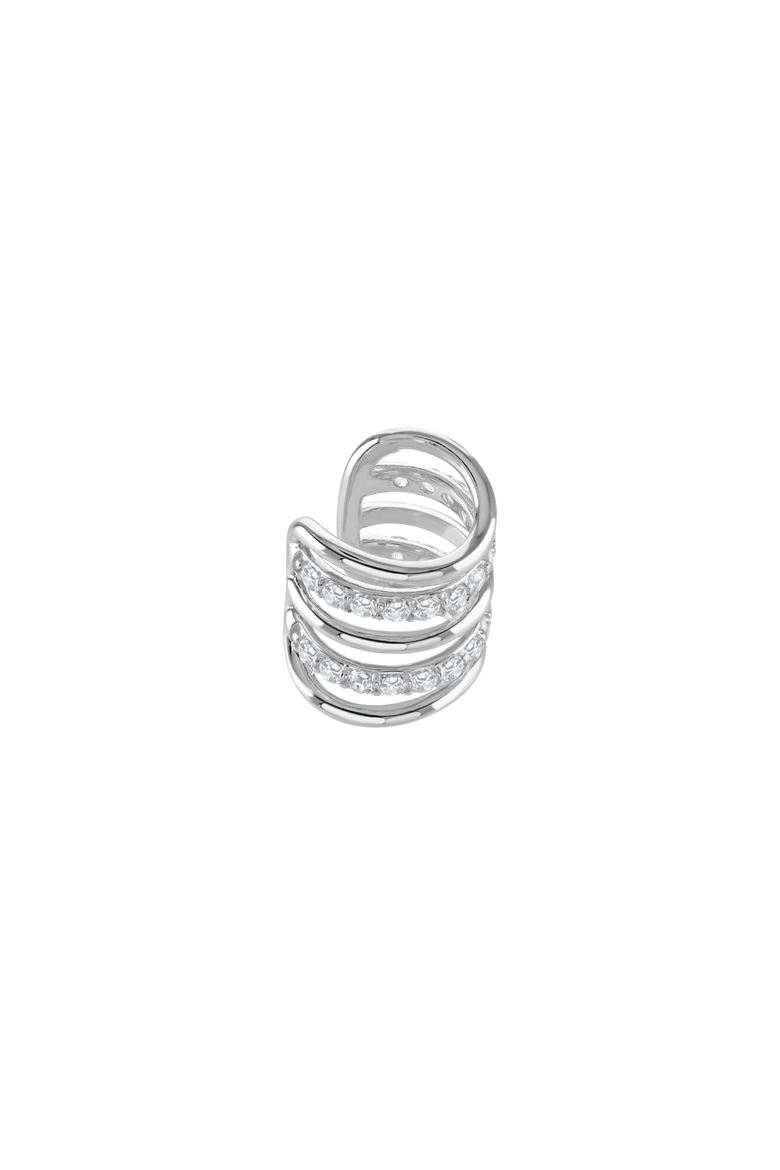 Melody Ear Cuff with White Topaz, Main, color, Sterling Silver