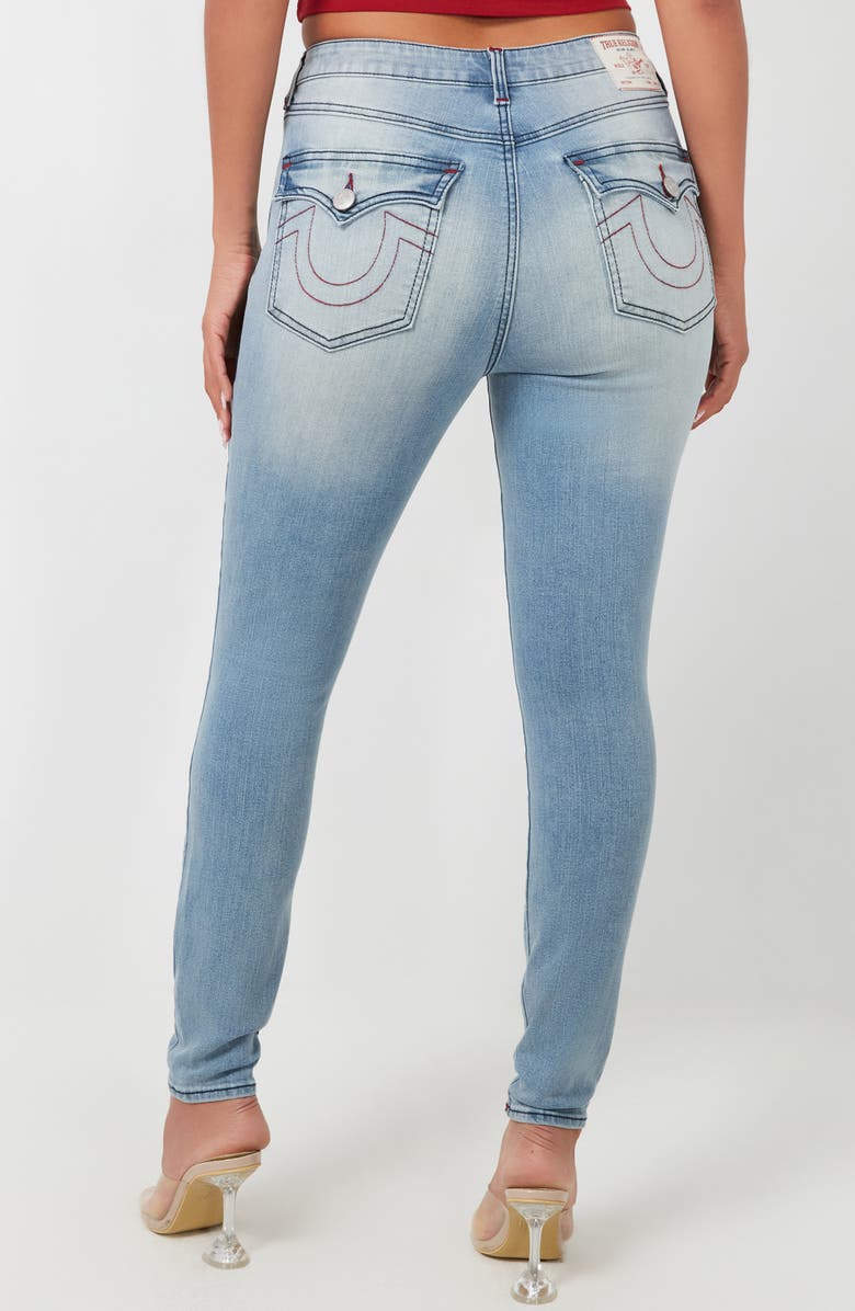 True Religion Halle High Waist Flap Skinny Jeans, Alternate, color, Light Brisk Wash