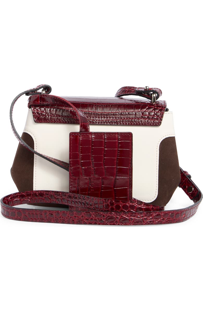 Longchamp Roseau Croc Embossed Small Crossbody Bag, Alternate, color, Ebony