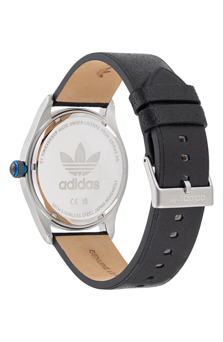 adidas Code Four Leather Strap Watch, 42mm, Alternate, color,