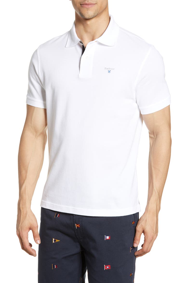 Regular Fit Tartan Piqué Polo, Main, color, WHITE/DRESS