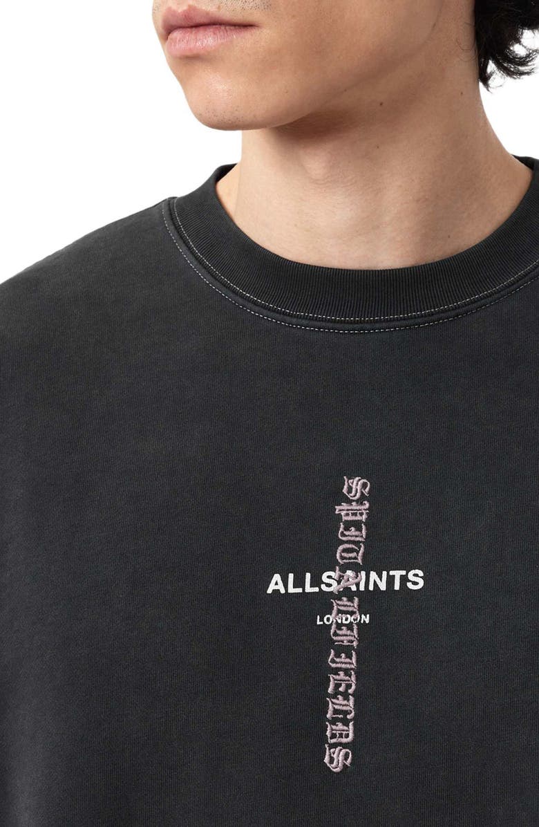 AllSaints Knox Cotton Crewneck Sweatshirt, Alternate, color, 