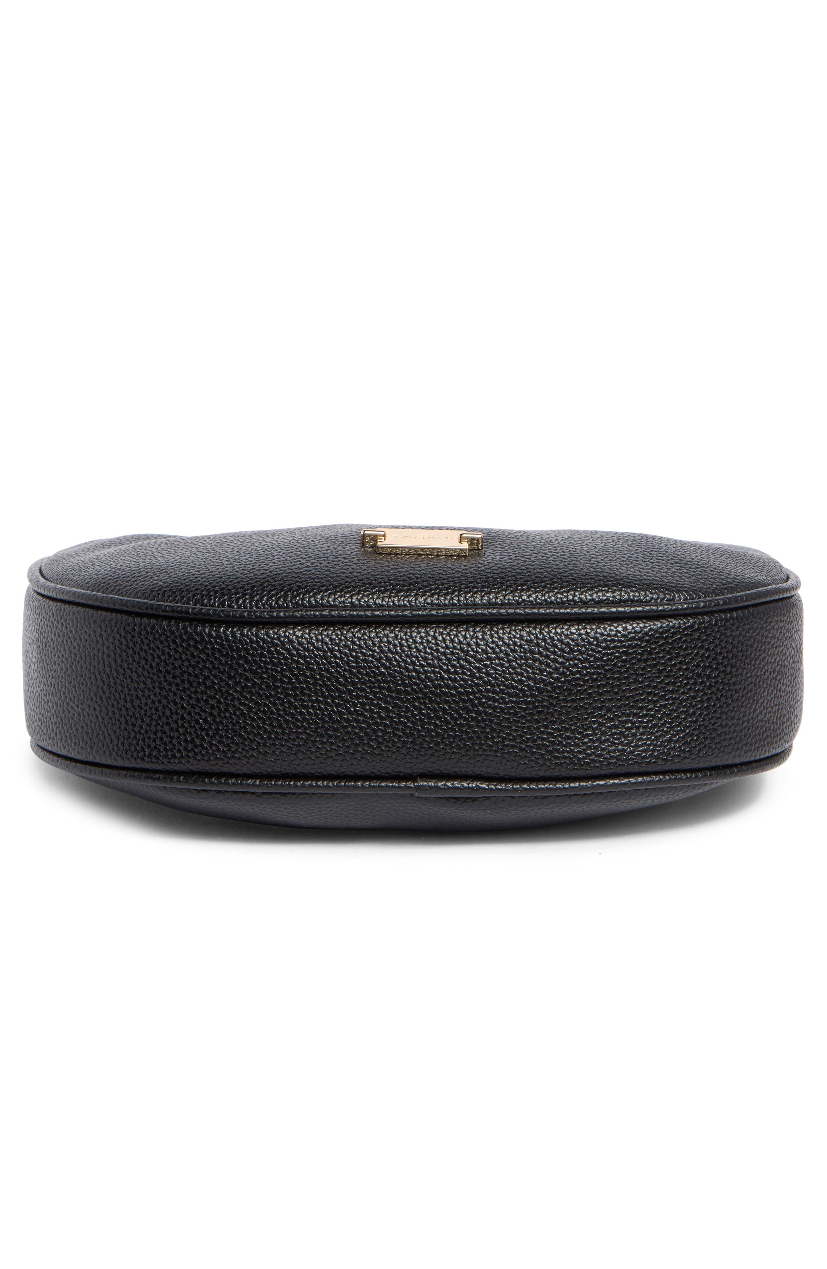 Nala Faux Leather Crescent Shoulder Bag, Alternate, color, BLACK