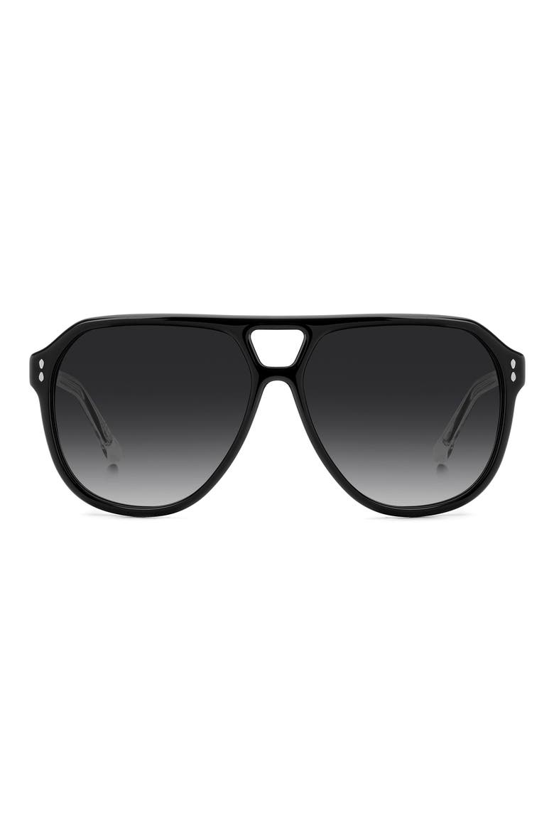 60mm Gradient Pilot Sunglasses, Main, color, BLACK/ DARK GREY SF