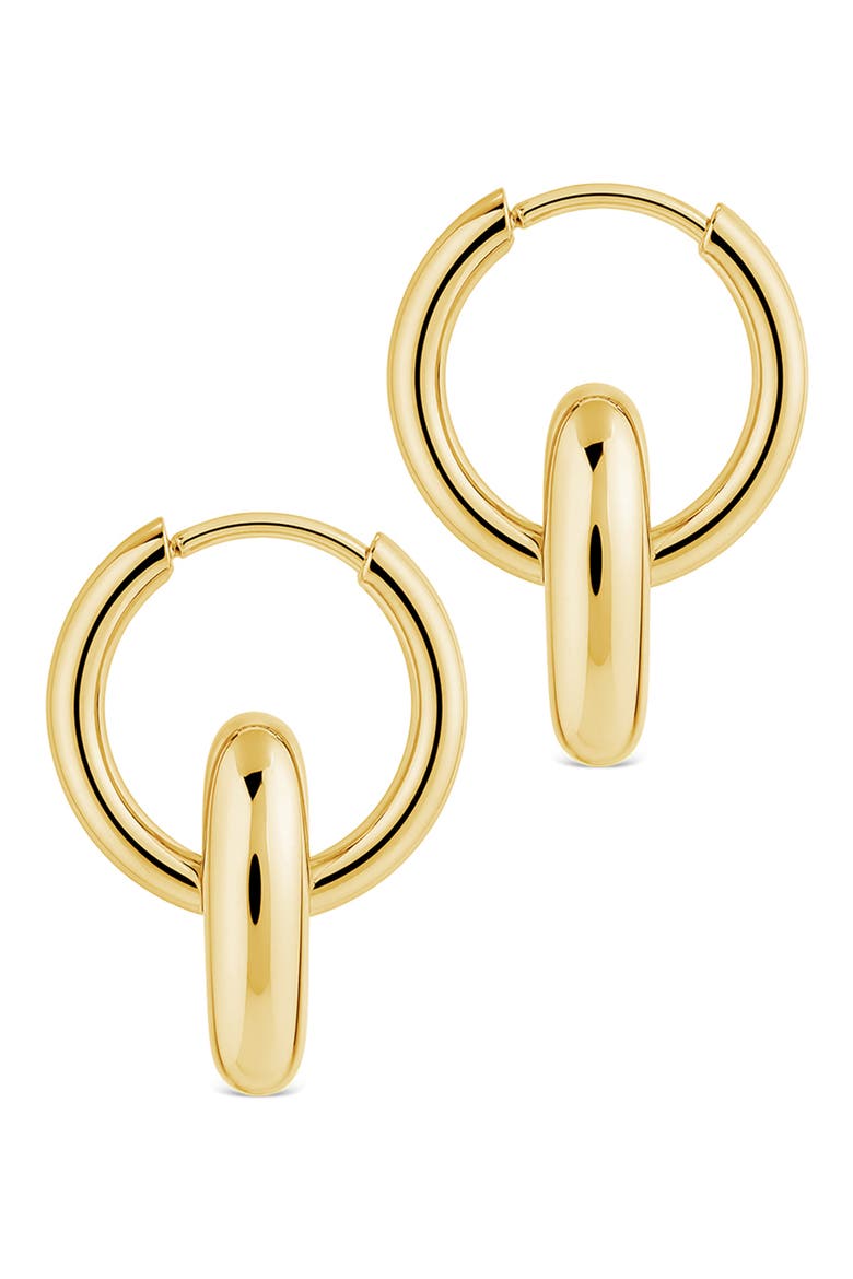 Interlock Drop Hoop Earrings, Alternate, color, GOLD