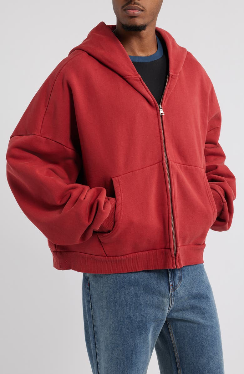 Elwood Oversize Rectangle Zip Hoodie, Alternate, color, Cherry