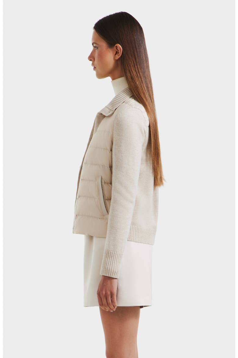 Ellie Hybrid Knit & Light Down Jacket, Alternate, color, Vanilla
