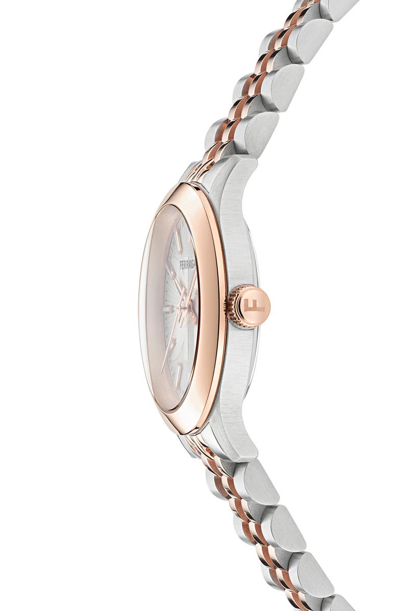 FERRAGAMO Duo Two-Tone Bracelet Watch, 28mm, Alternate, color, Ip Two Tone/White