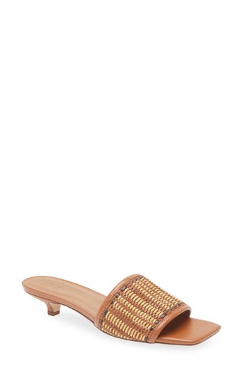 Nordstrom Rack Ilene Woven Kitten Heel Sandal In Tan Natural Multi