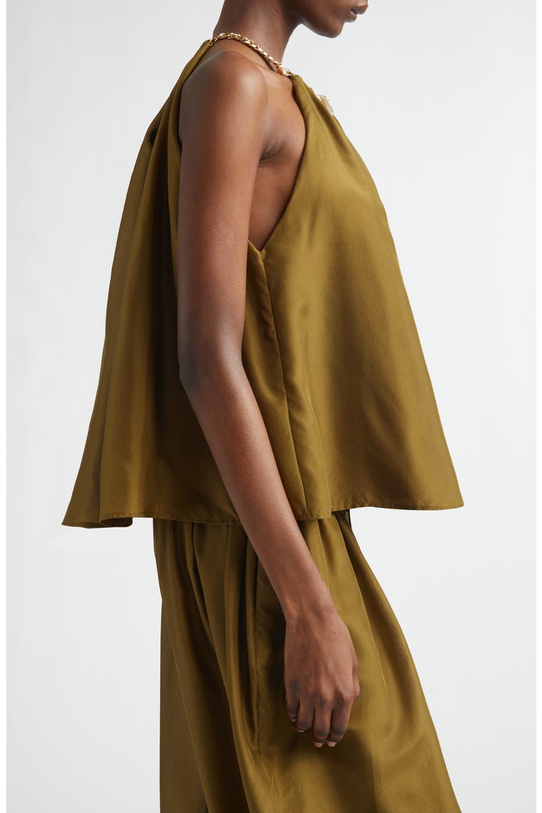Mahon Silk Habutae Halter Top, Alternate, color, OLIVE