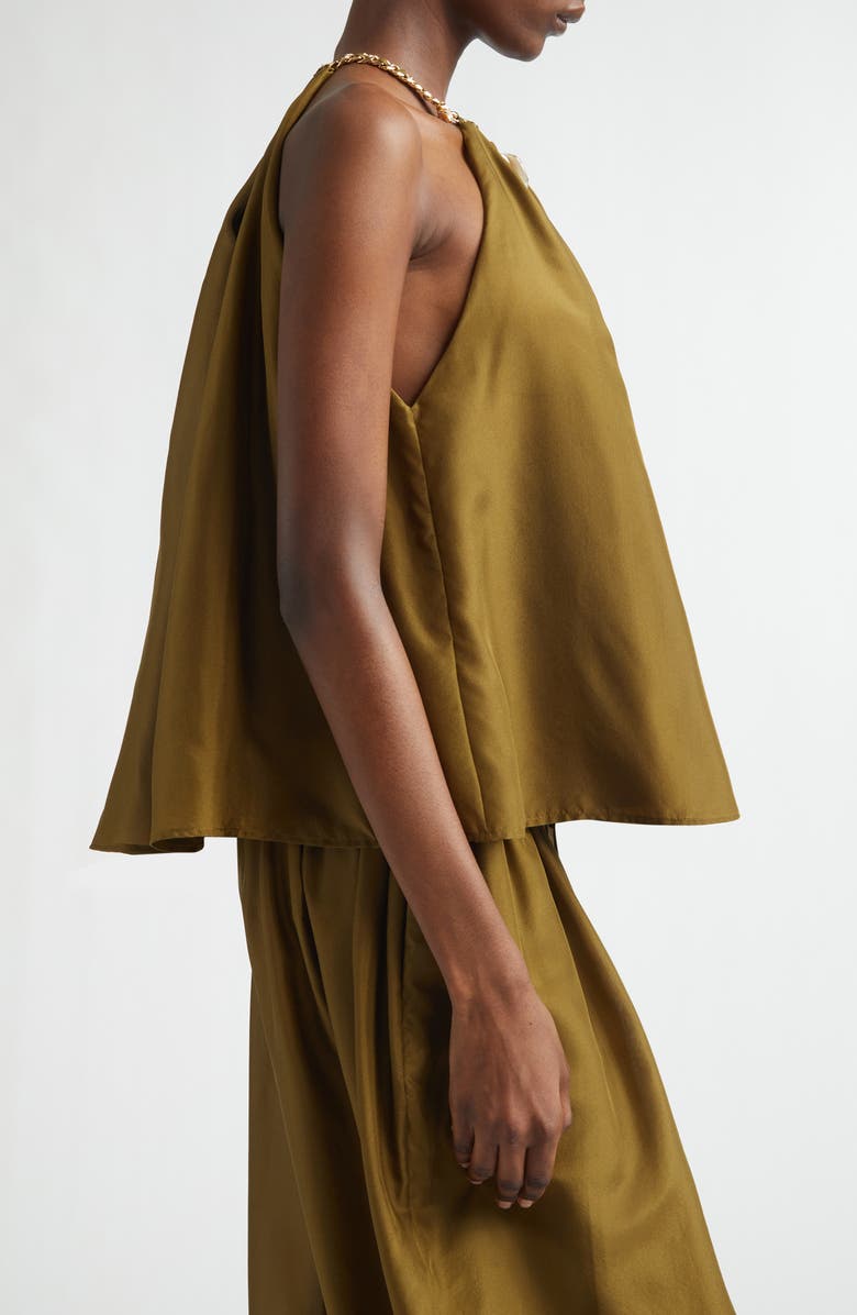 Zimmermann Mahon Silk Habutae Halter Top, Alternate, color, Olive