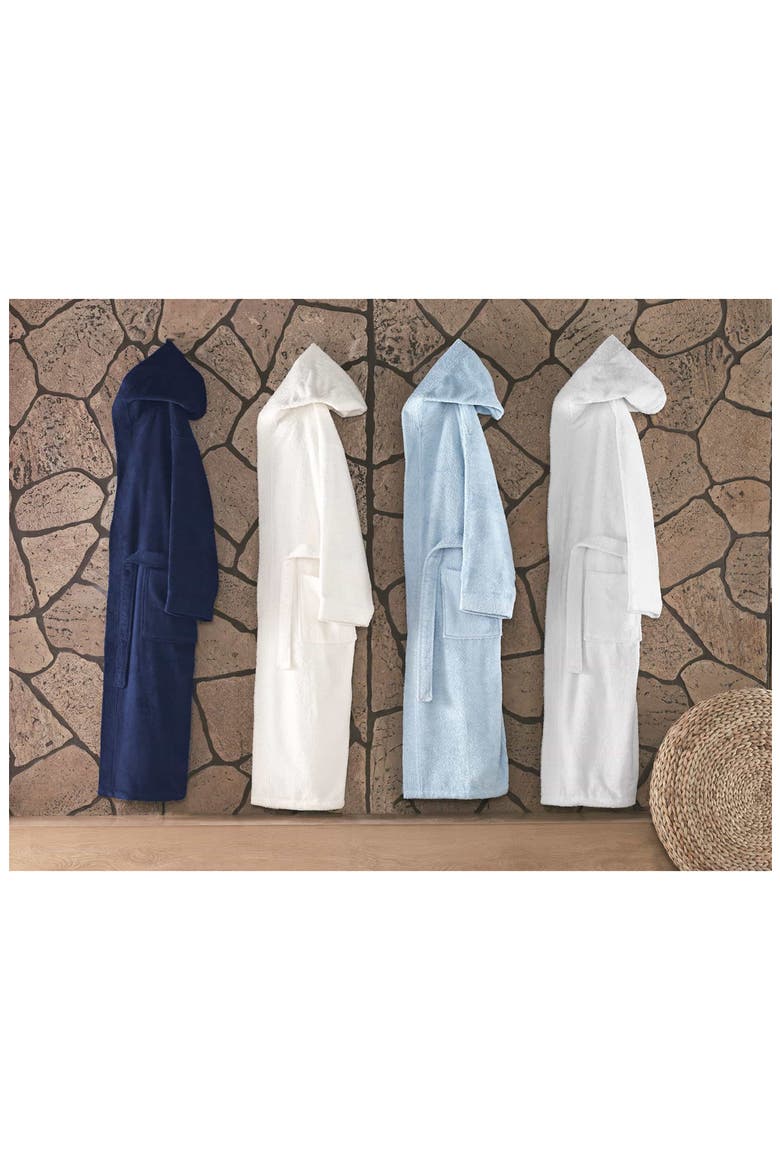 Hooded Turkish Cotton Bathrobe, Alternate, color, NAVY