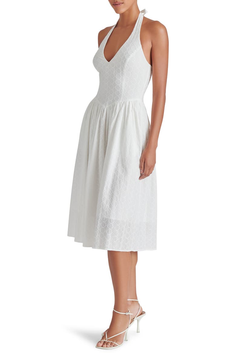 Steve Madden Ressi Eyelet Embroidered Cotton Halter Dress, Alternate, color,