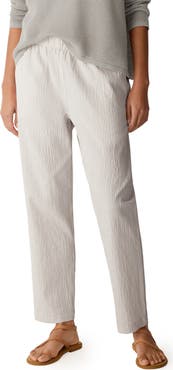 Eileen Fisher Tapered Seersucker Ankle Pants