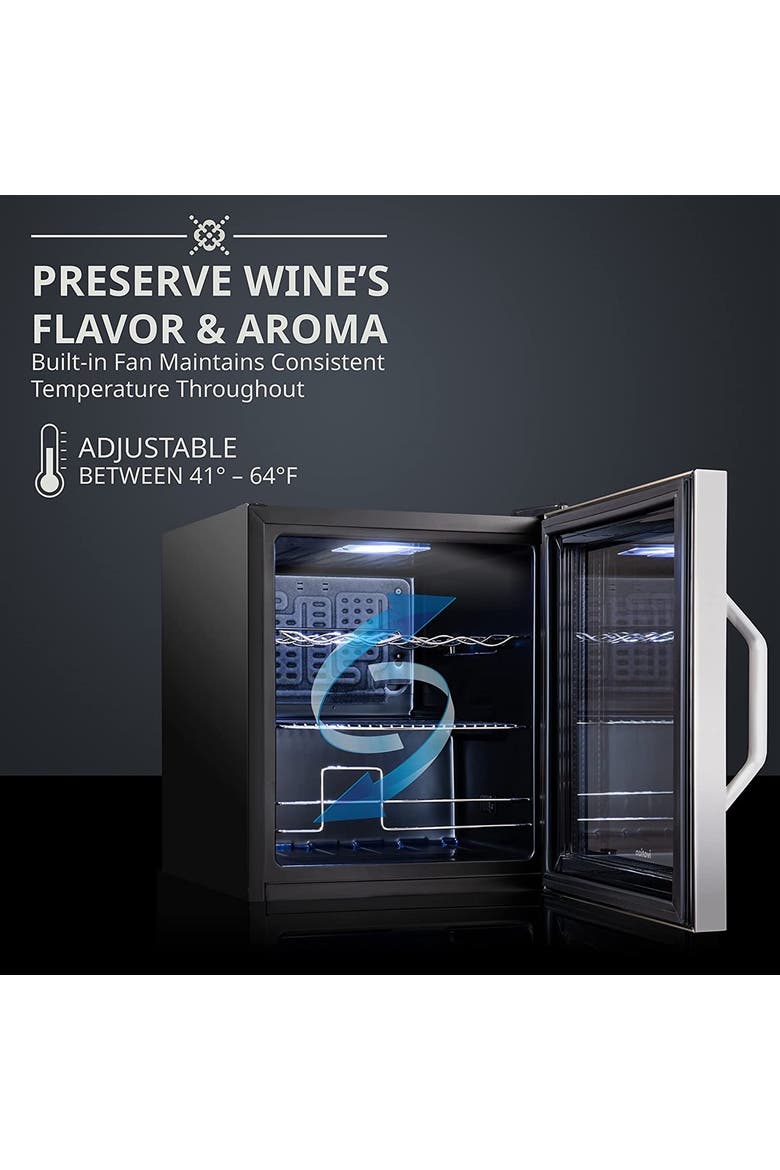 12 Bottle Compressor Wine Refrigerator, Cube Wine Cooler with Lock, Alternate, color, Silver