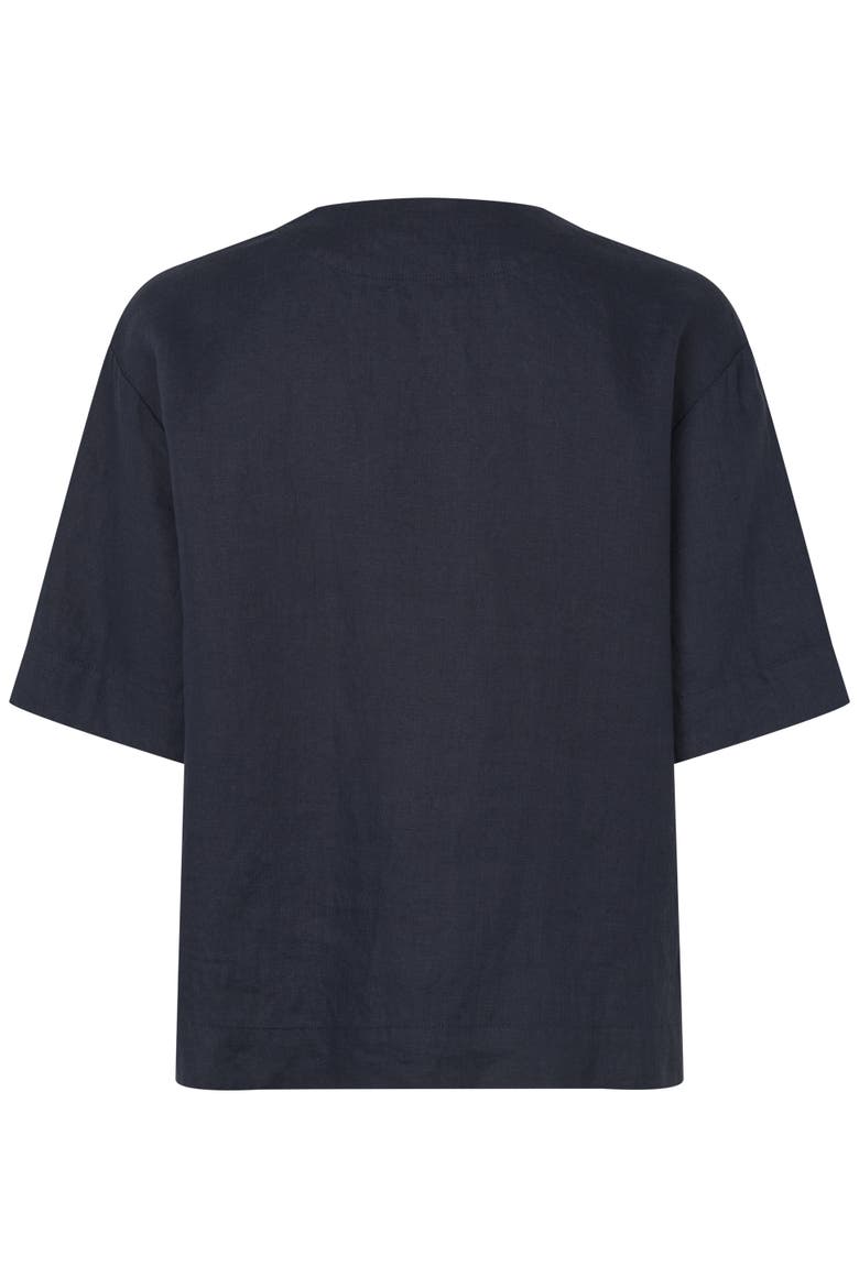 Madolorea Linen Short Sleeve Tunic Top, Alternate, color, Navy