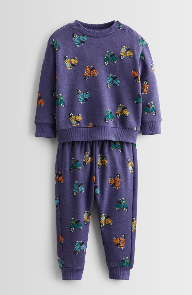 Tucker + Tate Print Fleece Sweatshirt & Joggers Set, Main, color, Navy Skipper Scooters