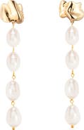 Sterling King Molten Freshwater Pearl Drop Earrings