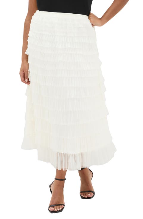 Averi Tiered Tulle Midi Skirt