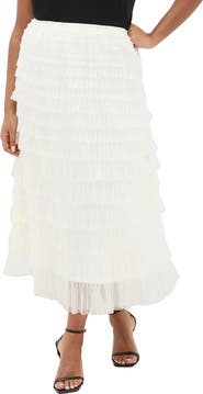 City Chic Averi Tiered Tulle Midi Skirt