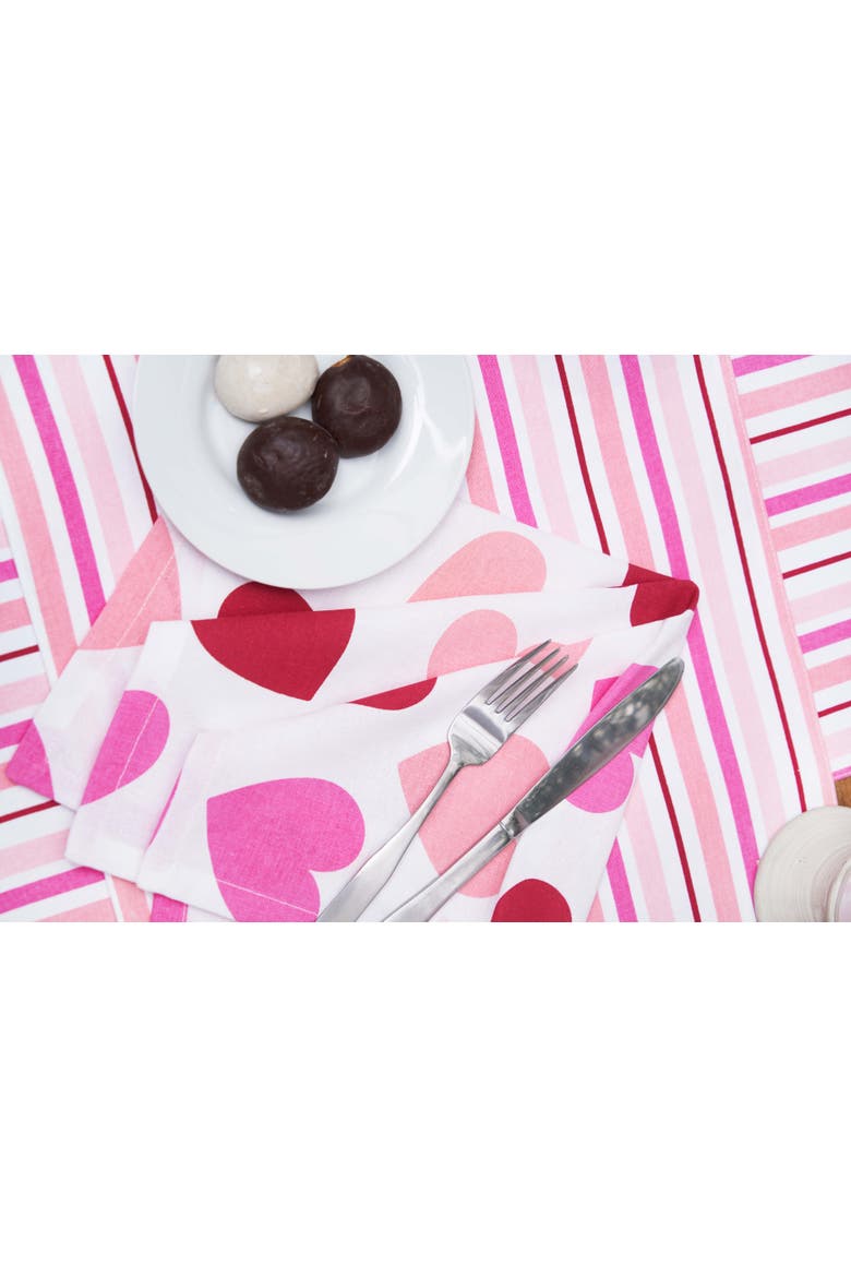 Love You More Valentine's Day Hearts 100% Cotton Set of 6 Cloth Napkins, Alternate, color, Purple
