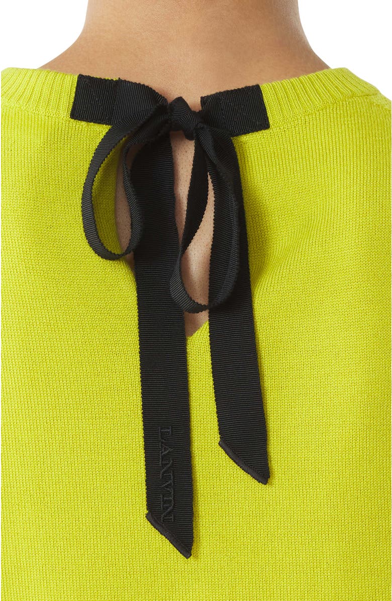 Lanvin Green Wool Sweater With Grosgrain Detail, Alternate, color, Absinth Green