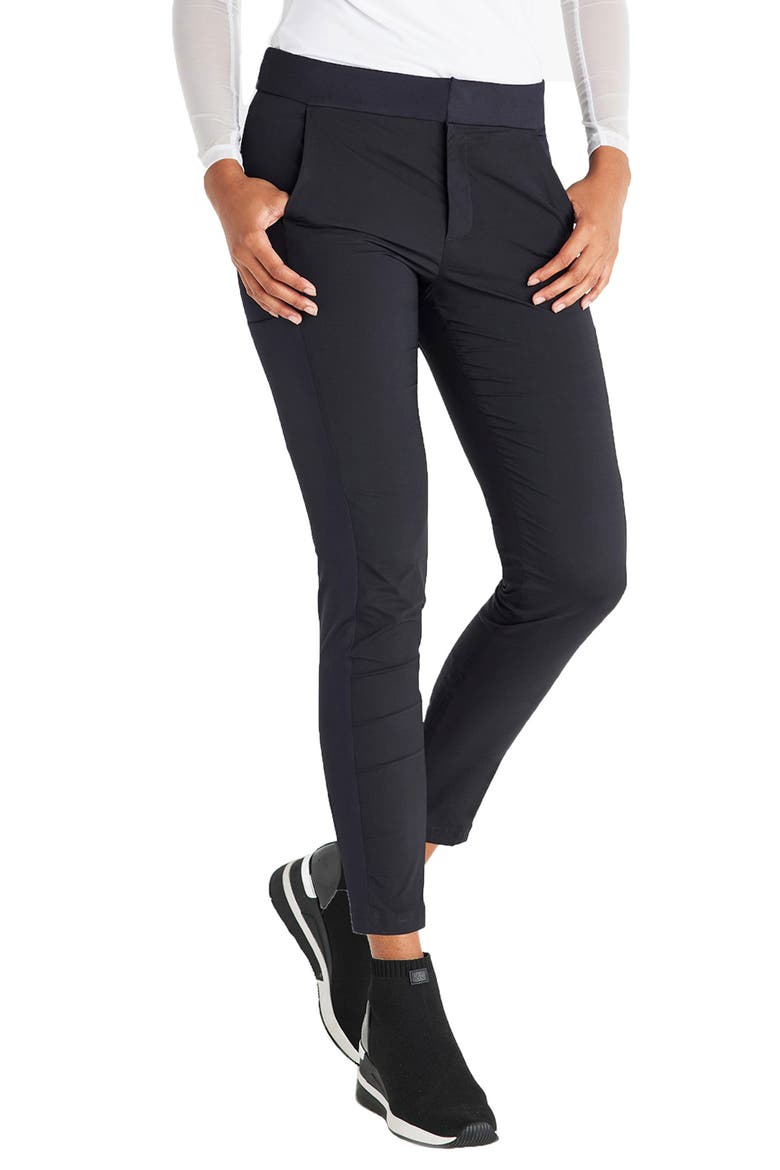 Ipant Hybrid Zip Front Slim Fit Pant, Main, color, BLACK