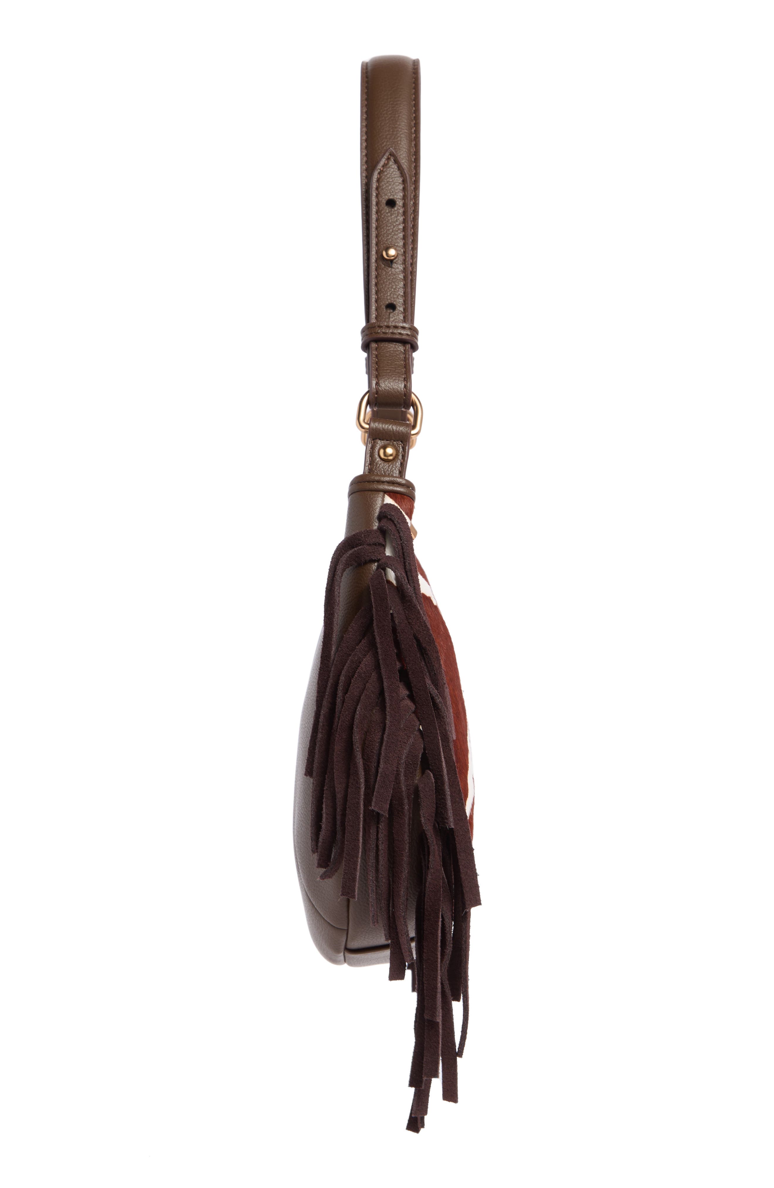 Sam Edelman Nylie Genuine Calf Hair Fringe Shoulder Bag, Alternate, color, Brown
