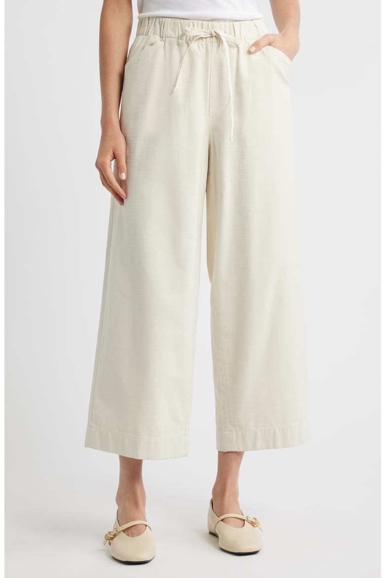 Cleo Wide Leg Cotton Drawstring Pants, Main, color, IVORY