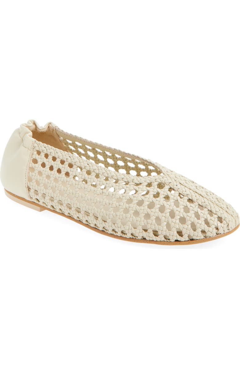 Freda Salvador Woven Ballet Flat, Main, color, Vanilla Woven Calf With Laces