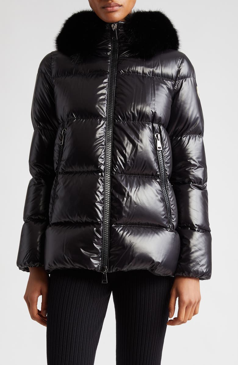 Moncler Laiche Crop Quilted Hooded Jacket with Removable Faux Fur