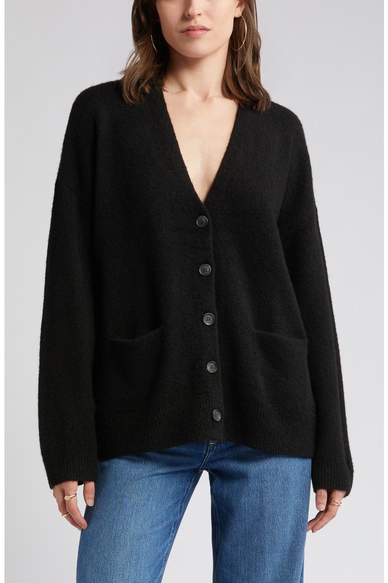 Clean Oversize Cardigan, Alternate, color, BLACK