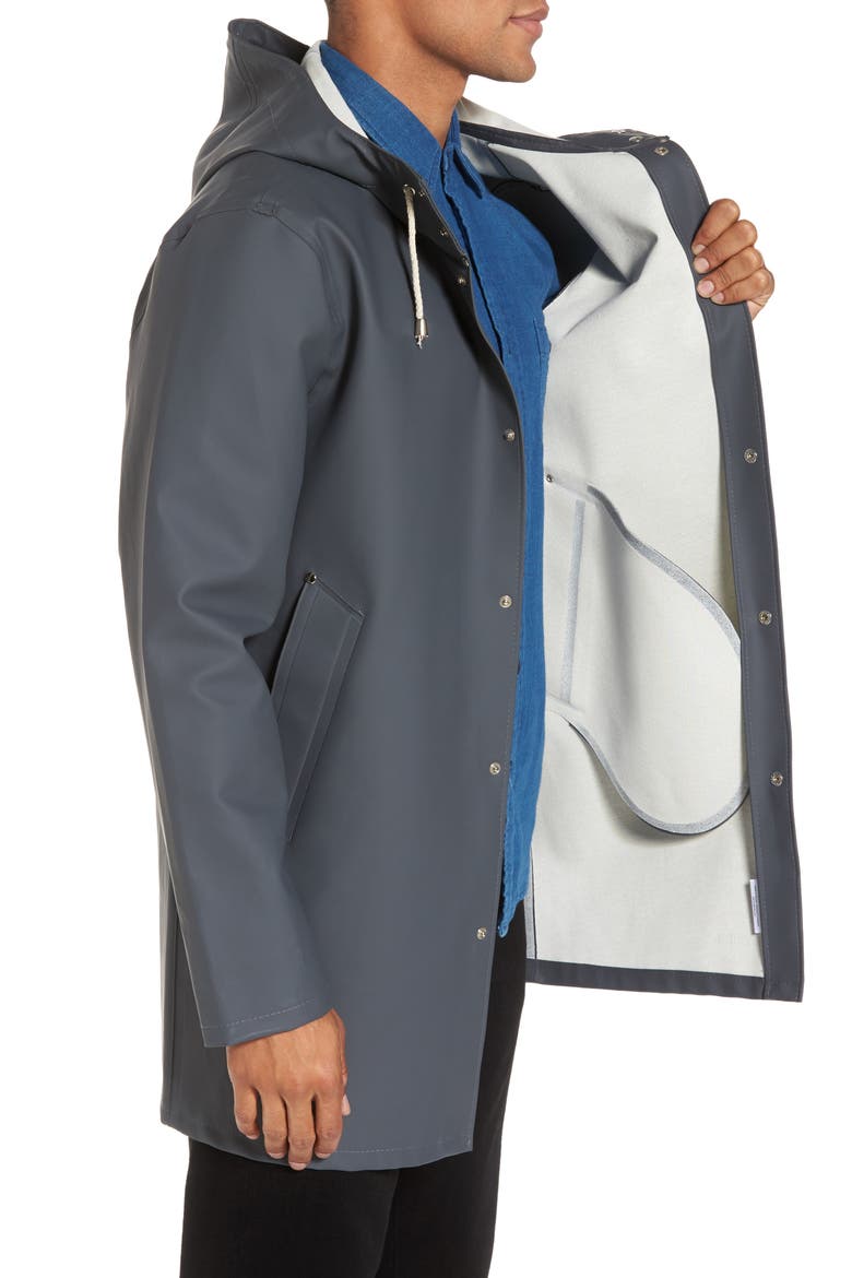 Stockholm Long Sleeve Hooded Raincoat, Alternate, color, CHARCOAL