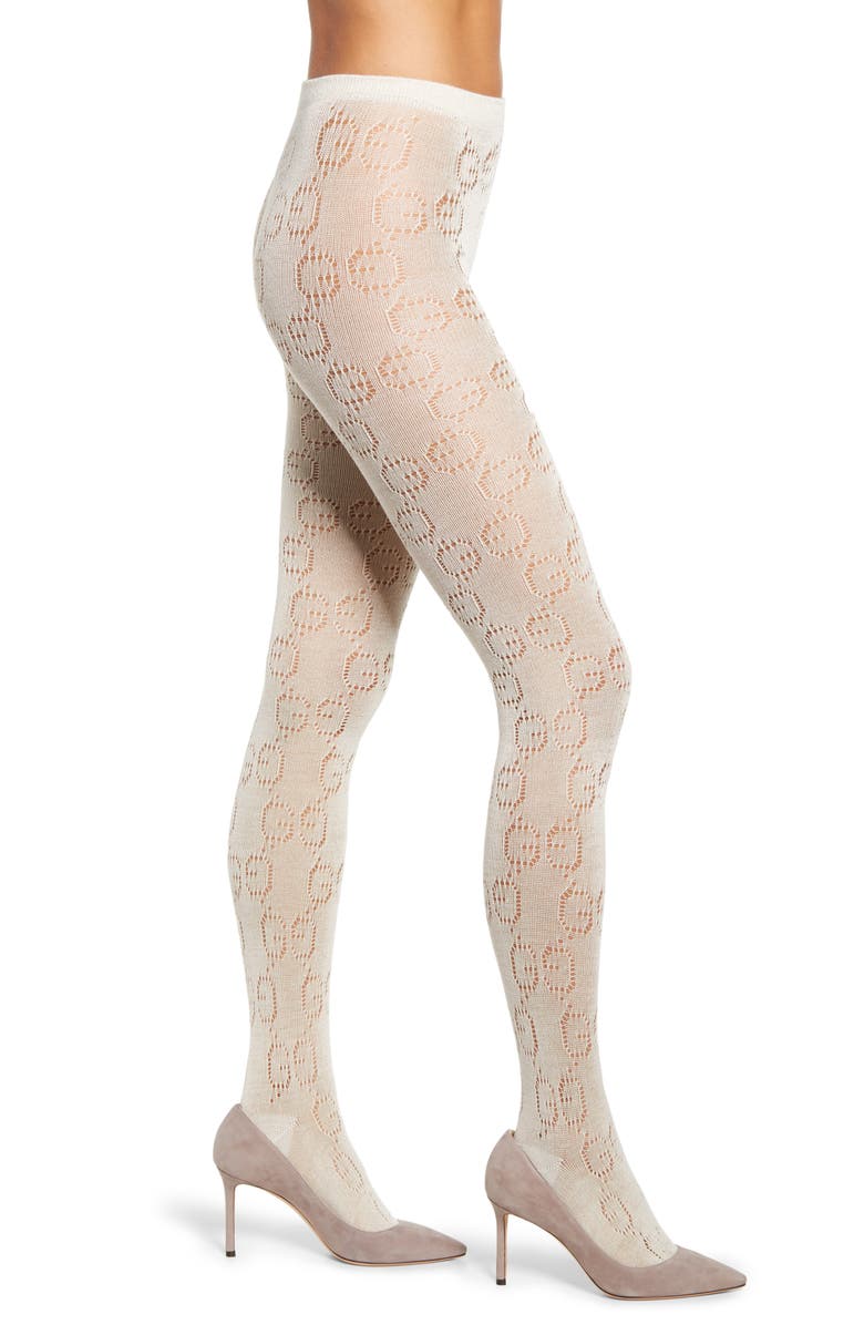 Gucci Logo Wool Blend Tights, Main, color, 