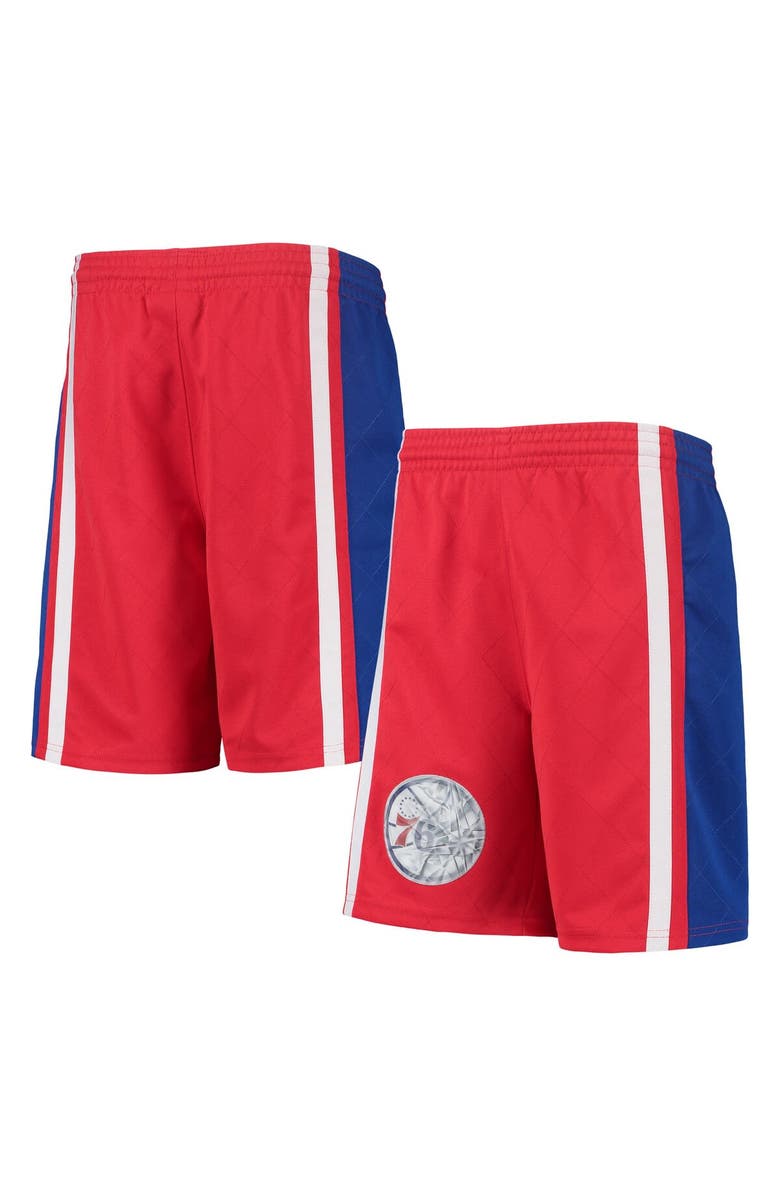 Mitchell & Ness Youth Mitchell & Ness Red Philadelphia 76ers 1996 Hardwood Classics 75th Anniversary Swingman Shorts, Main, color, Red