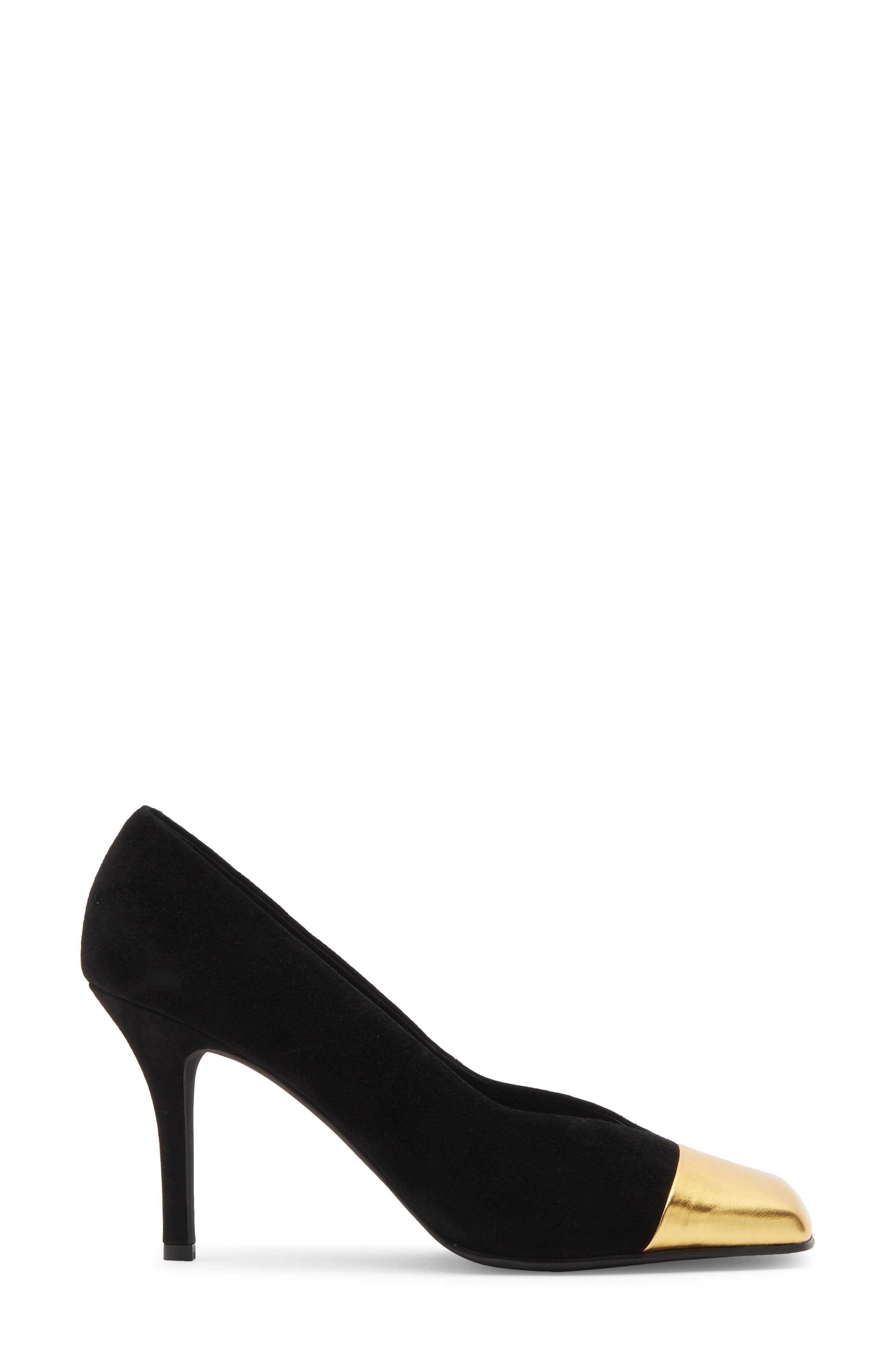 Sound Cap Toe Pump, Alternate, color, BLACK SUEDE GOLD COMBO