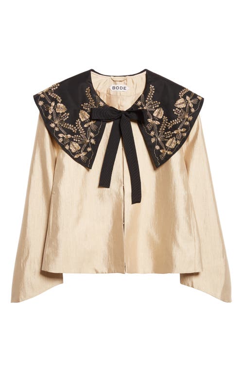 Bode Gilt Embroidered Collar Satin Jacket In Neutral