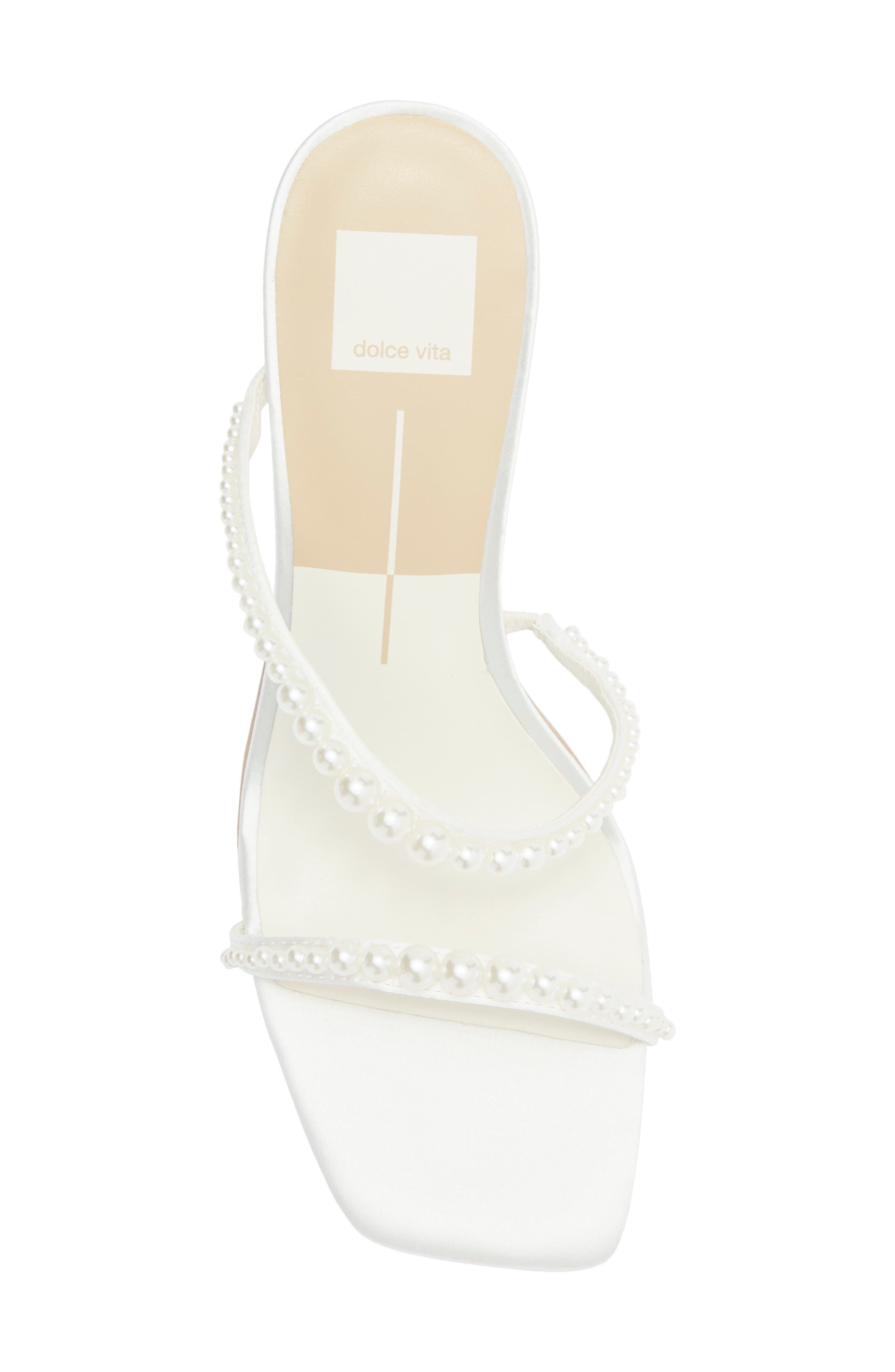 Dolce Vita Tynice Faux Pearl Sandal, Alternate, color, White Satin